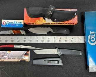 Colt CT57 Knife And Sheath Rite Edge Curved Pocket Knife Pony II Knife Valor Pocket Knife Colt CT611 With Sheath