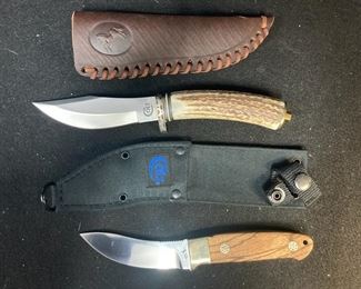 Colt CT412 Antler Handle Fixed Blade Knife With Leather Sheath And Colt CT339 Fixed Blade Knife And Sheath
