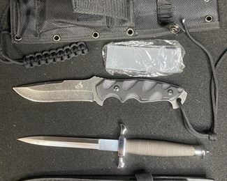 Colt CT668 Fixed Blade Knife With Sheath And Whetstone Hibben GH751 Silver Shadow II Collectible Fixed Blade Knife With Stainless WireWrapped Handle And Leather Sheath