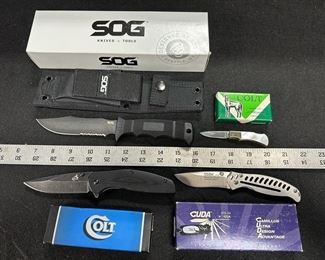 SOG Seal Pup Knife And Sheath Colt CT670 Cuda Pocket Knife Colt Mother Of Pearl Handle Pocket Knife