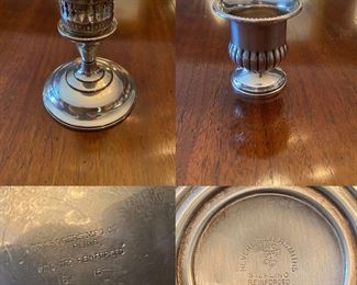 Rogers Sterling Weighted Candle Stick Holder
Revere Silversmiths Sterling weighted Table Toothpick Holder