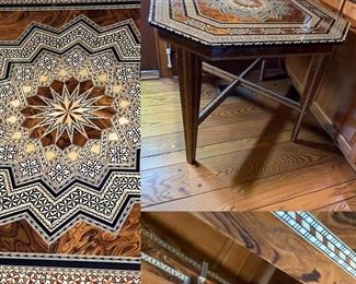 MOSAIC MARQUETRY INLAID TABLE From Akbik Furniture & Design Company with 2 sets of legs can be Coffee Table or Game size Table