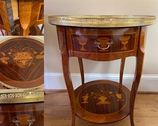 French Gueridon Style Inlaid Side Table
