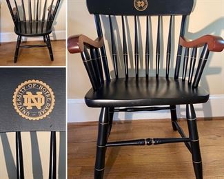 Black University of Notre Dame Hitchcock Style Captains Chair 