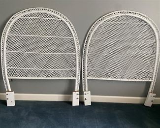 Pair Twin White Wicker Headboards