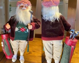 Santa Golfer-Approximately 16-1/2” Tall x 12” Wide 