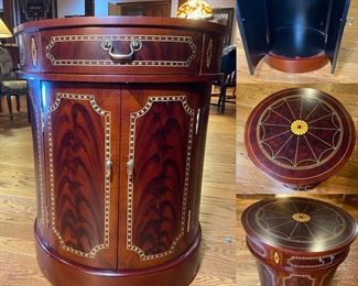 Inlaid Library Drum side Table Cabinet
