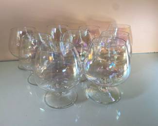 Set of 9 Vintage Iridescent Brandy Snifters 