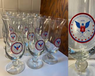 Set of ( 12 )1976 76th US OPEN Golf Atlanta Athletic Club Tulip Tall 15 Oz Cocktail Glasses 