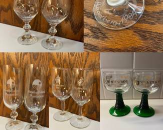 Schmitt Sohne Set of 2 Green Beehive Stem West German Wine Glasses 