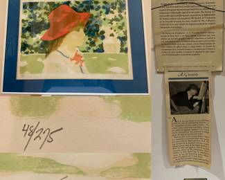 Signed A Gisson Numbered 48/275 Watercolor Lithograph with Certificate 