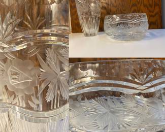 Imperlux Worlds Finest Handcut Lead
Crystal 24% Flower 9” Vase & 8” Bowl Made in Germany