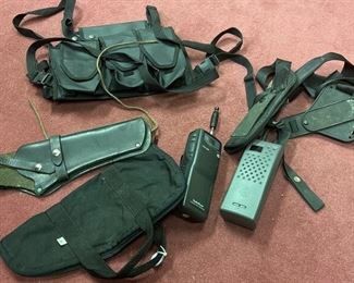 WALKIE TALKIES, HOLSTERS, BAG
