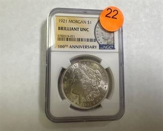 1921 MORGAN SILVER DOLLAR BU