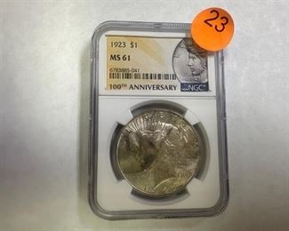 1923 PEACE DOLLAR NGC MS61