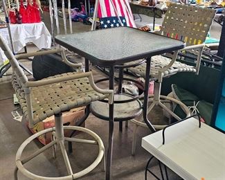 HI TOP TABLE AND TWO CHAIRS