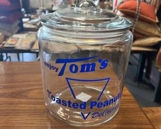 GLASS TOMS PEANUT STORE COUNTER JAR