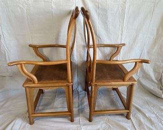 $1800 pair, Antique Chinese Yoke Back Chairs, Rattan seats, Elm Wood.