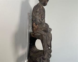 $1700, Chinese Carved Wooden Figure Of Bodhisattva, Ming Dynasty