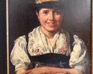 $450, Carl Boker, Girl Portrait, Gold Gilt Frame, signed, dated 1896, oil on canvas