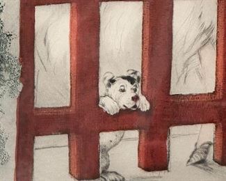 $1900, 1925 Louis Icart "Red Gate (La Porte Rouge)" Figurative Print