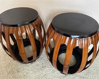 $250 pair, Bamboo side tables 17 x 17 x 18