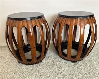 $250 pair, Bamboo side tables 17 x 17 x 18
