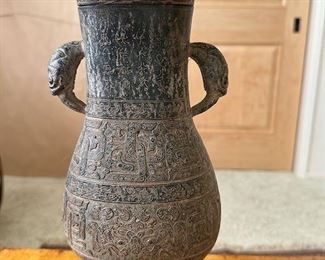$400, incised Mayan lamp