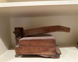 $400, Antique wood tortilla press