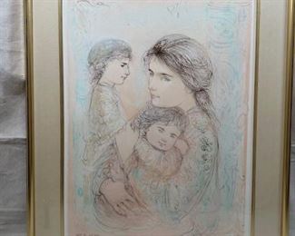$300 Edna Hibel Signed, Mother and Children, lithograph edition 9/25.