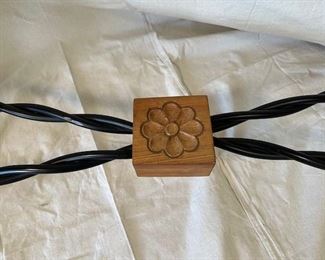 $900, 60 x 16 x 36, Glass and scroll wood side table