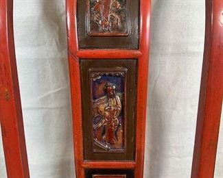 Antique Chinese Student chairs. $800 Red lacquer chair; $600 elmwood chair