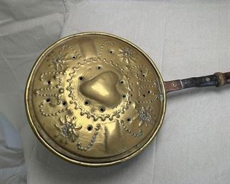 $600, Early 19thC American brass bed warming pan