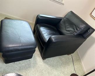 $400 Black Italian Leather Armchair + Ottoman; $500 sofa