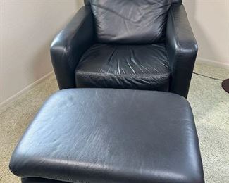 $400 Black Italian Leather Armchair + Ottoman; $500 sofa