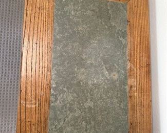 $1200, 19thC Chinese side table, stone inlay top, 22.25 x 15.5 x 34.25