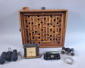 Vintage Opera Glasses, Wooden Labyrinth Game, Vintage Clock & More (LPO)