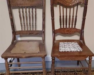 (2) Wood Straight Back Chairs (LPO)