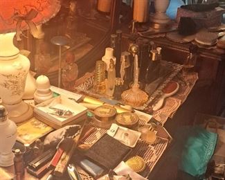 antique vanity and accessories