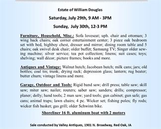 Wm. Douglas Estate Sale Bill