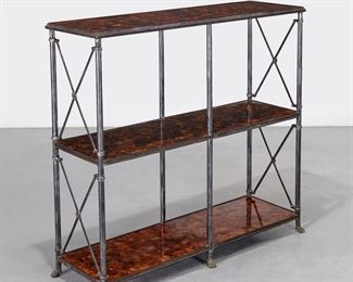 Jansen style faux tortoise lacquer etagere