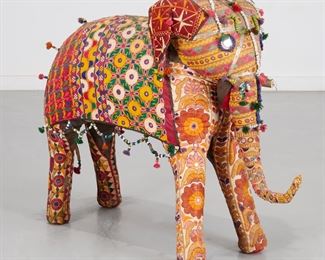 Large Indian beaded Kantha textile Elephant