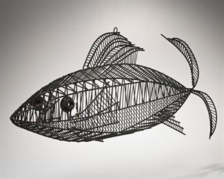 Large Mid-Century Modern wire fish sculpture