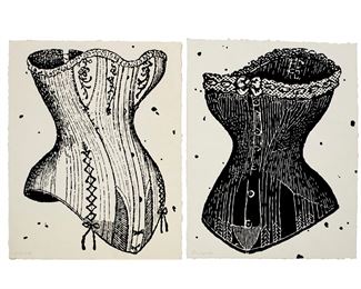 McIntire, ink on paper, corsets