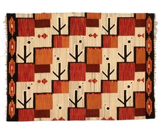 Vintage Swedish flat weave tapestry or carpet