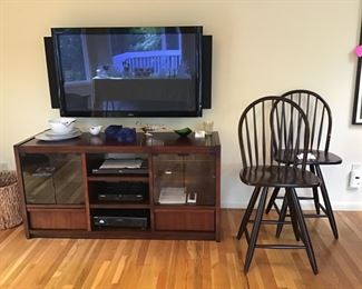 Media Cabinet  100 and counter stools 5 for 175