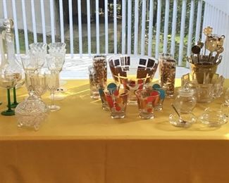 Vintage glassware, barware and stemware