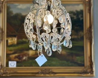 Vintage Hanging Crystal Chandelier