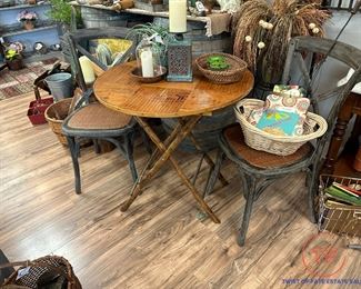 Tortoise Shell Bamboo Folding Bistro Table 