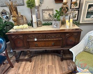 Antique Carved Walnut Sideboard